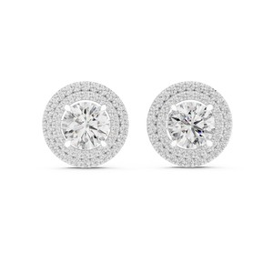 Boucles d'oreilles élégantes de qualité supérieure, 1 carat chacune, forme ronde, en or massif 14 carats, boucles d'oreilles tendance pour femmes, bijoux en diamant cultivé en laboratoire IGI - Product Image 3