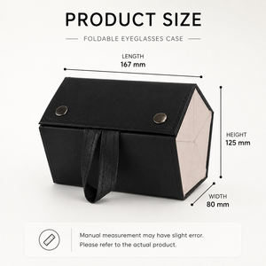 Étui à lunettes pliable multi-emplacements en cuir PU, boîte de rangement portable pour lunettes de soleil avec poignée et bouton-pression pour le voyage - Product Image 3