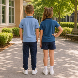 Ensemble d'uniformes scolaires unisexes pour enfants en polycoton de haute qualité avec logo brodé, service OEM en gros - Product Image 2
