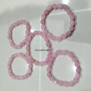 Natural Rose Quartz Gemstone Tumbled Beads Elastic Stretch <b>Healing</b> Crystal Bracelet Wholesale Handmade Jewelry Women Gift - Product Image 4
