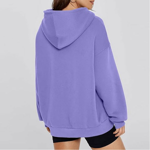 Sudadera con Capucha Extra Grande Unisex, Color Sólido, Felpa, Informal, Morada, para Otoño - Product Image 4