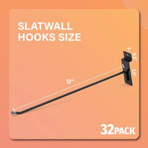 HUHOLE - Juego de 32 Ganchos Negros para Panel de Lamas, 4+6+8 Pulgadas, Estilo Industrial, Fácil Instalación en Pared - Product Image 2