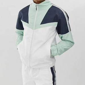 OEM <b>Workout</b> Custom Color Block Solid Blank Zipper Windbreaker Running <b>Jacket</b> and Pants Set Nylon <b>Jackets</b> for Mens - Product Image 5