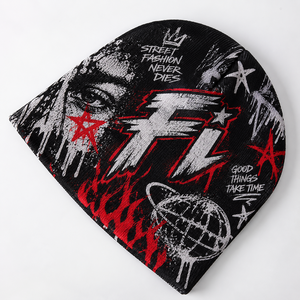Wholesale Unisex High Quality Custom Logo Plain Designer All Over Sublimation Print Beanies Cap Y2K Jacquard Warm Beanies Luxury - Product Image 5