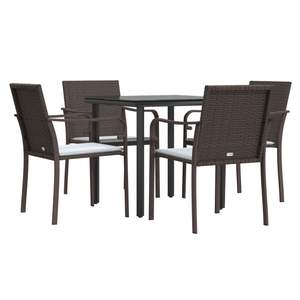 Conjunto de Comedor de Jardín de 5 Piezas en Ratán Sintético Marrón, Asientos para una Experiencia de Comedor al Aire Libre Elegante - Product Image 3