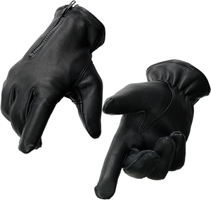 Samroz Sports Men's Black Cowhide Leather Gauntlet Motorcycle Hand <b>Gloves</b> - Product Image 1