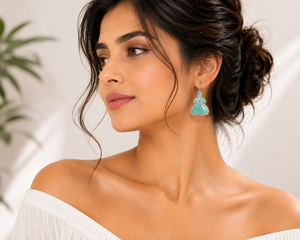 Daily Wear Monalisa Antique Silver Plated <b>Brass</b> Zircon Vintage Triangle Shape Stud Earring for Women's Party Gift Bulk Wholesale - Product Image 3