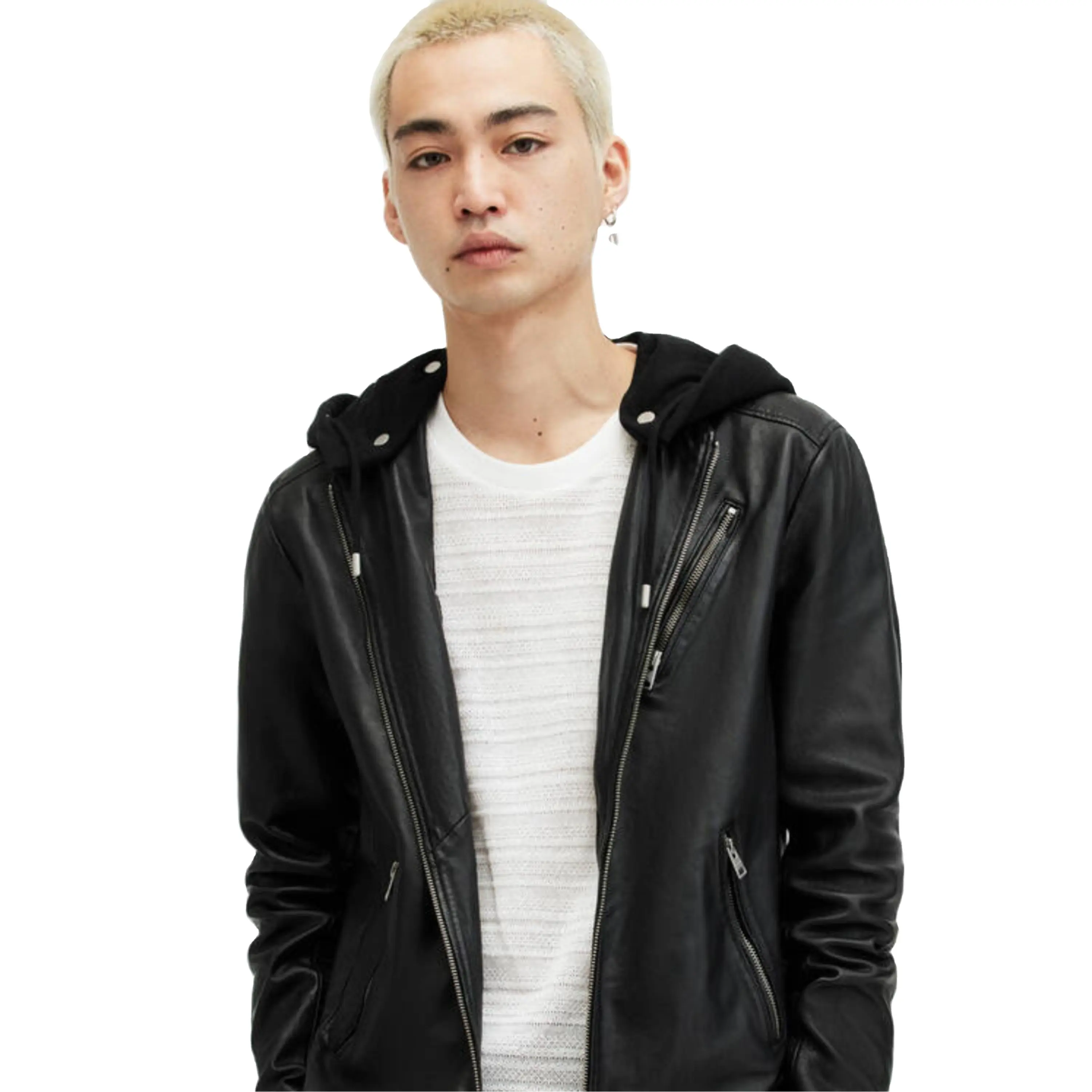 2024 jaqueta de couro puro masculina feita por fabricante novo estilo de moda com zíper jaqueta de couro masculina