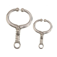 Anneau de nez en acier inoxydable argenté pour bovins, avec pince à ressort à verrouillage automatique, accessoire d'élevage