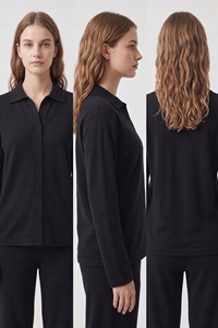 เสื้อโปโลแขนยาวผู้หญิง สีพื้น ผ้าถัก ทรงหลวม คอปกพับได้ - Product Image 4