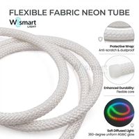Bande lumineuse LED RVB adressable DC5V WS2812B en fibre néon, synchronisation musicale USB, tissée et flexible pour la décoration de chambre et de fêtes