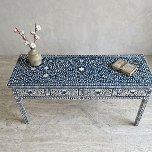 Mesa Consola Decorativa con Tallado Floral, Mesa Lateral Larga, Mueble para Comedor o Entrada - Product Image 3