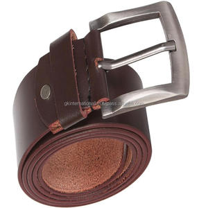 Cinturón informal de cuero de vaca de grano completo marrón para hombre, cinturón de vestir informal de negocios de cuero marrón liso hecho a mano - Product Image 5