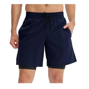 Men's olive green Color <b>Polyester</b> <b>Shorts</b> Elastic Waist Quick Dry Casual Style Bermuda Length Side Stripe - Product Image 5