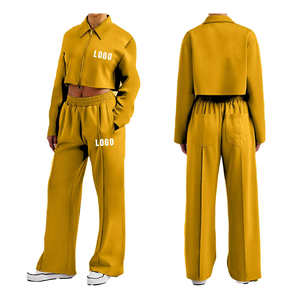 Conjunto Deportivo de Dos Piezas para Mujer, Estilo Urbano, Top Corto y Pantalones de Chándal, Personalizado, de Alta Calidad OEM - Product Image 1