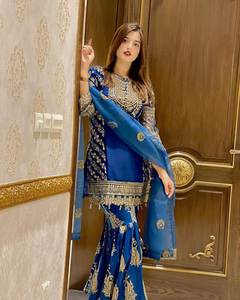 Vente en gros Design moderne Pakistanais Costume en soie Salwar Jolis vêtements de travail intérieurs en coton pour mariages fiançailles fêtes - Product Image 3