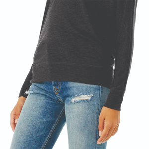 Camiseta de Manga Larga para Mujer, Corte Holgado y Relajado, con Hombros Descubiertos, Puños Acanalados, Color Gris Oscuro, Antiarrugas y Transpirable - Product Image 5