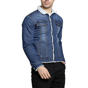 Wholesale Custom Chenille Patches Denim Jacket for <b>Men</b> with Fur Collar Quick Dry Breathable Winter Season OEM Serviced - Product Image 1