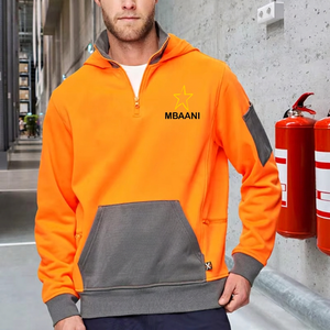 MBAANI Men's <b>Orange</b> Quarter Zip Hoodie <b>Fleece</b> Sweatshirt Casual Streetwear Contrast Panel Design Regular Fit Autumn Wear - Product Image 3