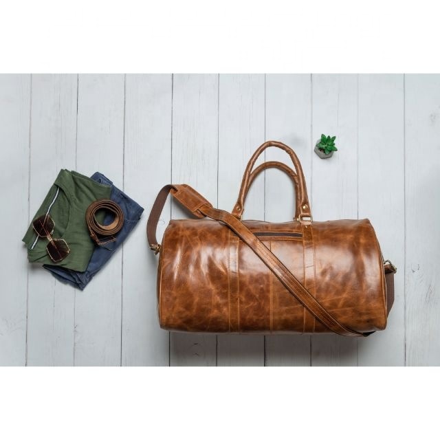 Genuine Luxury Leather Material Travel Duffle Bag High Quality Large Capacity Weekender Overnight Travel Luggage Factory Direct