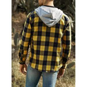 Sudadera con capucha de franela a cuadros informal para hombre 2025, camisas ligeras de manga larga con botones, chaqueta - Product Image 4