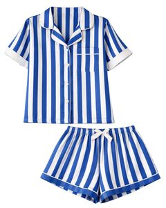 Conjunto de Pijama de Satén Rosa Personalizado para Mujer, Manga Corta, con Botones, Estilo Seda, Ropa de Dormir de Dos Piezas con Pantalones Cortos - Product Image 1
