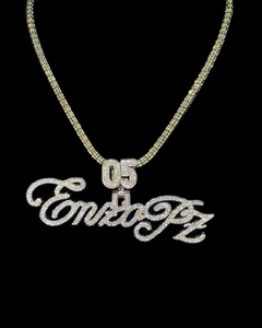 Custom Iced Out <b>Name</b> Necklace With Number Pendant Cubic Zirconia Hip Hop Personalized Script <b>Chain</b> Jewelry - Product Image 1