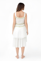 Robe courte pour femmes en coton pur brodée de fleurs blanches intemporelles