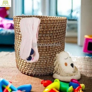 ตะกร้าเก็บของแบบซ้อนได้ Ecowoodies ทำจากหวายสาน สำหรับของเล่นเด็ก ตกแต่งห้องเด็ก สีเบจธรรมชาติ - Product Image 3