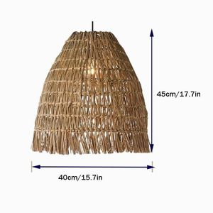 Abat-jour en jonc de mer rustique, couverture de lampe suspendue, abat-jour tissé sur mesure OEM, écologique, pour la décoration de la maison, des hôtels et des complexes hôteliers - Product Image 2