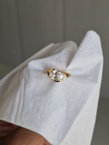 2.5 CT East West Pear Cut Lab Grown Diamond Engagement <b>Ring</b>, 14k Gold <b>Wave</b> Band Pear <b>Ring</b>, IGI Certified - Product Image 5