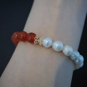 Natural <b>Red</b> Carnelian Baroque Pearl <b>Bracelet</b> Energy Vitality Protection Courage Boost Women Crystal Jewelry Gift - Product Image 1