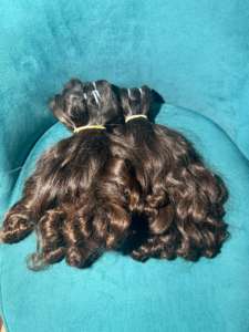 Paquetes de cabello Remy indio virgen de onda hinchable suave extensión de cabello humano de templo crudo sin procesar ondulado de doble dibujado: no permanente - Product Image 3