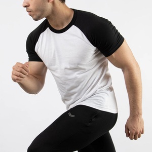 <b>Men</b> Raglan T Shirt Contrast Sleeve Crew Neck Sports Body Shape <b>Stretch</b> Adjustable Gym t Shirt For resistance Training - Product Image 2