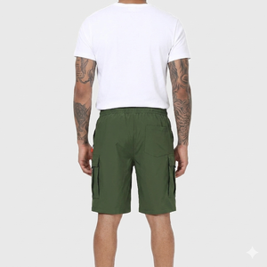 Pantalones Cortos Cargo Casuales para Hombre, de Cintura Media, Corte Relajado, con Bolsillos Utilitarios, Tela de Algodón Sólida, Transpirables y de Alta Calidad - Product Image 2