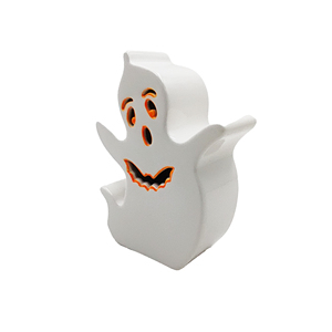 Halloween White Ghost Ceramic Glazed LED <b>Battery</b> <b>Operated</b> Night Light Cute Cartoon Spirit Figurine Holiday Tabletop Room - Product Image 4