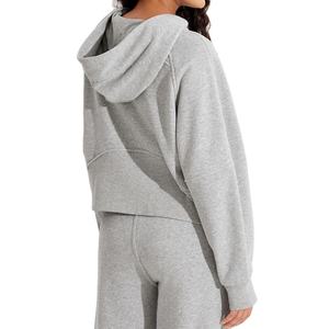 Sudadera con capucha ligera y sólida con media cremallera para mujer con bolsillo Sudaderas con capucha informales de manga larga 2024 para mujer - Product Image 4