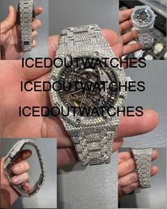 Montre Hip Hop entièrement sertie de diamants, mécanique, étanche, lumineuse, en acier inoxydable pour homme - Product Image 2