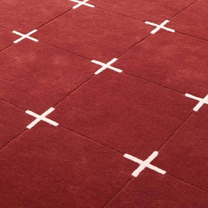 Modern <b>Red</b> Area Rug with White Cross Pattern Hand Tufted Rug Soft Living Room Carpet Bedroom Floor Mat Contemporary Home Decor - Product Image 5