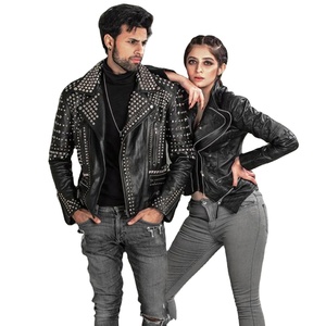 Veste en cuir décontractée à fermeture éclair solide 2022/2023/2024 Veste en cuir de motard pour hommes et femmes Veste tendance 2022/2023/2024 - Product Image 1