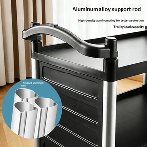 Chariot de service multifonctionnel en plastique pour <span class=keywords><strong>restaurant</strong></span> mobile, chariot de rangement commercial à trois niveaux pour bols, chariot de service - Product Image 4