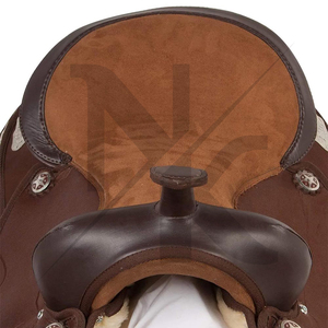 Selle de cheval western de qualité supérieure, durable, en cuir de vachette premium, pour la randonnée équestre, équipement de travail au ranch, selle marron - Product Image 6