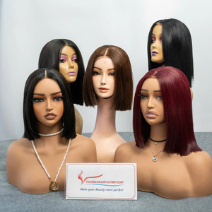 วิกผมบ๊อบตรงแบบพรีเมียม HD Lace Closure ผมแท้ 100%  วิกผมบ๊อบสั้นแบบย้อมสี  ผู้จำหน่ายต่อผม - Product Image 1