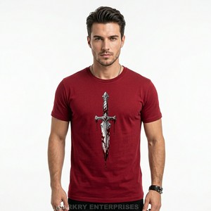 T-shirt graphique gris personnalisé pour homme, imprimé rose noire et gouttes de sang, esthétique vintage, coton de haute qualité, vêtements pour hommes, vente en gros - Product Image 2