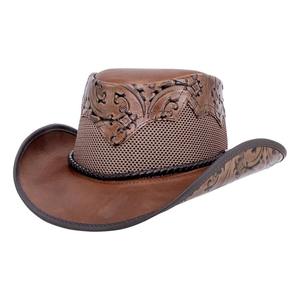 Chapeau de cowboy vintage en cuir Royal Frontier de haute qualité, respirant, en maille, style western, pour hommes et femmes - Product Image 6