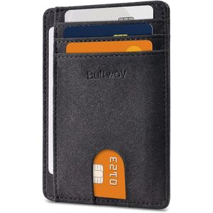 Portafoglio Sottile in Pelle Sahara Carbon Black per Uomo e Donna, Tasca Frontale con Blocco RFID - Product Image 1