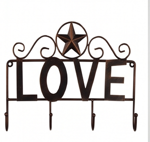 Premium Love Design Metal Wall <b>Hook</b> With Star Pattern Rustic Style 4 <b>Hooks</b> For Home Decoration - Product Image 1