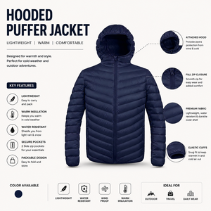 Chaqueta Acolchada Ligera con Capucha para Hombre, Chaqueta de Invierno Aislada, Logotipo Personalizado, OEM, ODM, Venta al Por Mayor - Product Image 4