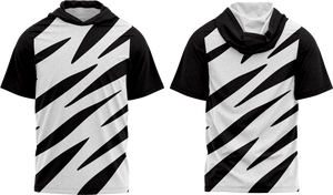 T-shirt à capuche rayé noir et blanc pour homme, coupe classique, décontracté, impression par sublimation personnalisée, polyester, vêtements d'été - Product Image 1