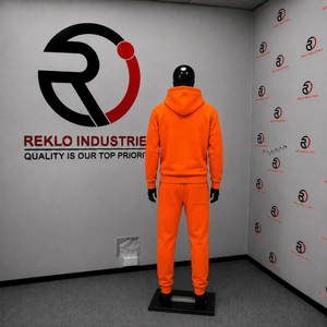 Ensemble de survêtement orange pour homme : sweat à capuche et pantalon de jogging – Vêtements de sport décontractés, streetwear, gym – Vente en gros – Fabricant de survêtements deux pièces - Product Image 4